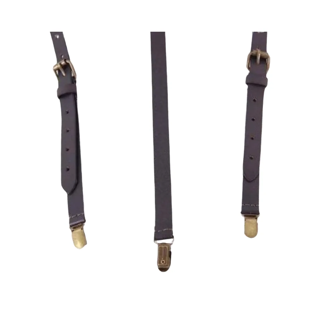 Handmade Vintage Genuine Leather Suspenders - Black Coffee