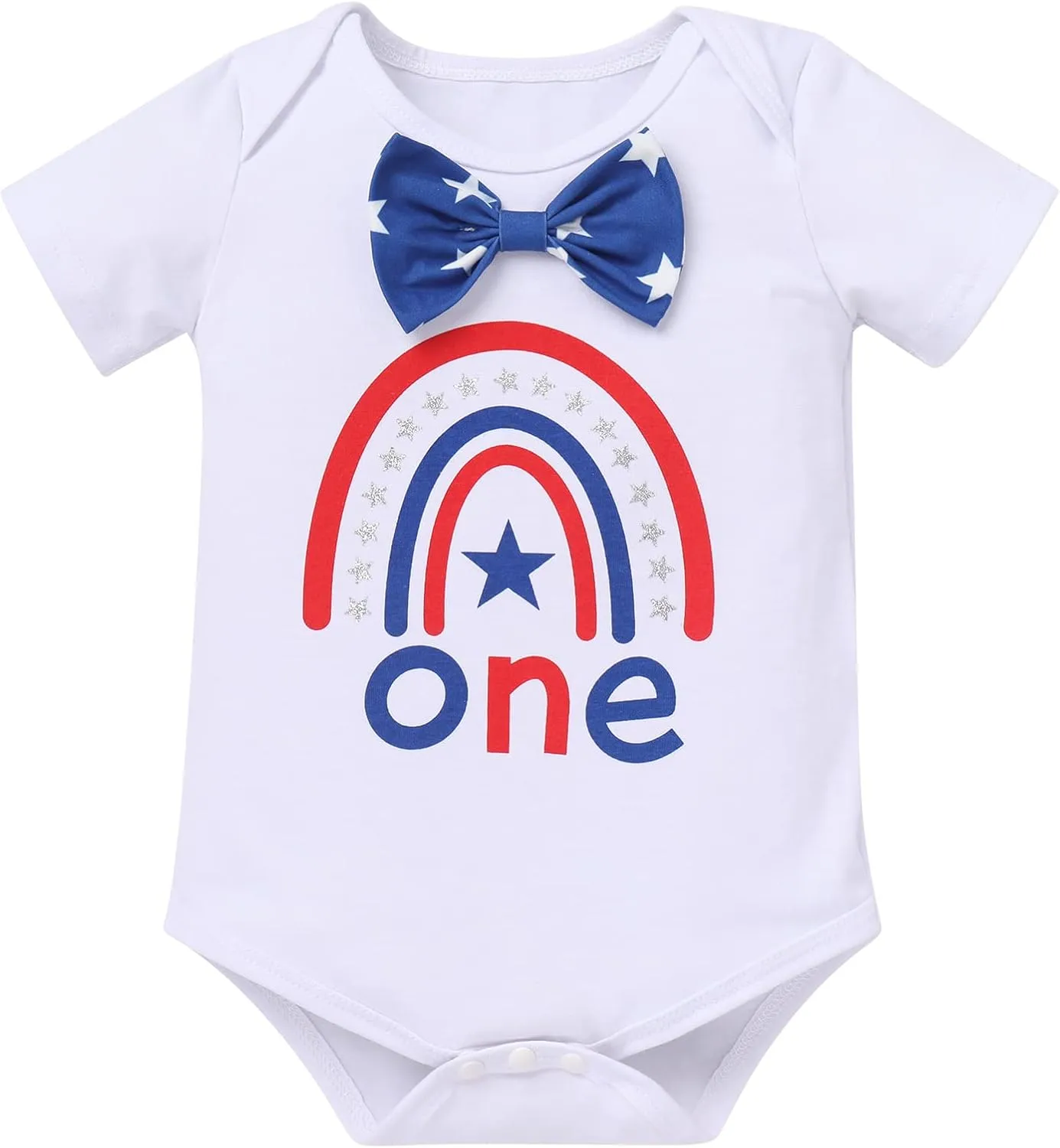 IBTOM CASTLE Newborn Infant Baby Boy My First 4th of July Outfit Suspender Shorts Cake Smash Party Photo Shoot Clothes Set