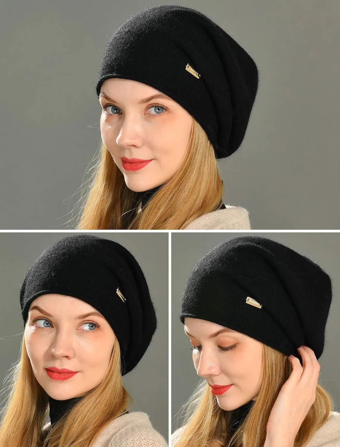jaxmonoy Slouchy Knit Beanie Hat for Women Winter Soft Warm Ladies Laightweight Slouch Knitted Skull Beanies Cap
