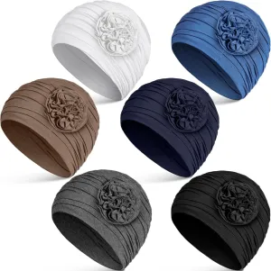 JenPen 6 Pcs Cotton Beanie Turban Headwear for Women Soft Cancer Chemo Head Scarf Hats Elastic Hats for Women's Hair