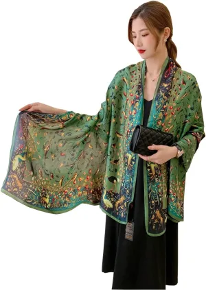 K-Elewon Silk Scarf Head scarf Fashion Scarves Long Lightweight Sunscreen Shawls for Women