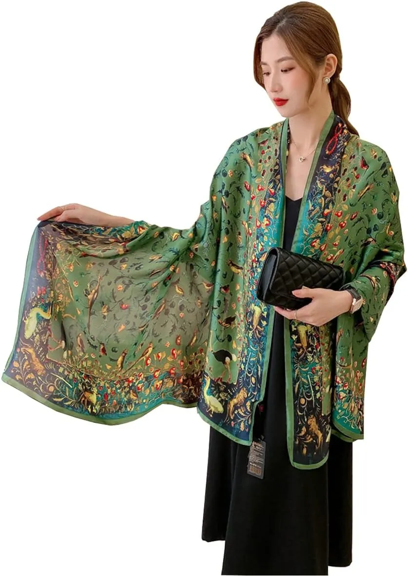 K-Elewon Silk Scarf Head scarf Fashion Scarves Long Lightweight Sunscreen Shawls for Women