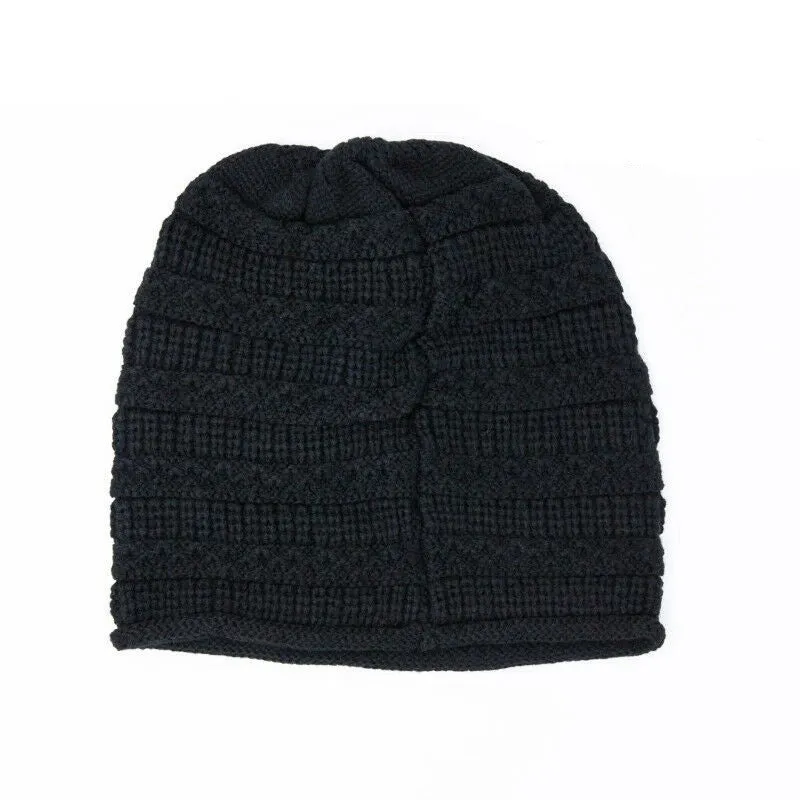 Knitted Black Unisex Beanie Winter Hat