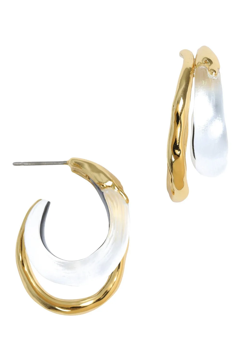 Large Molten Double Hoop Earrings - Silver