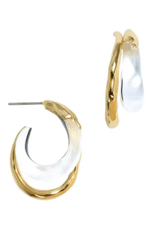Large Molten Double Hoop Earrings - Silver