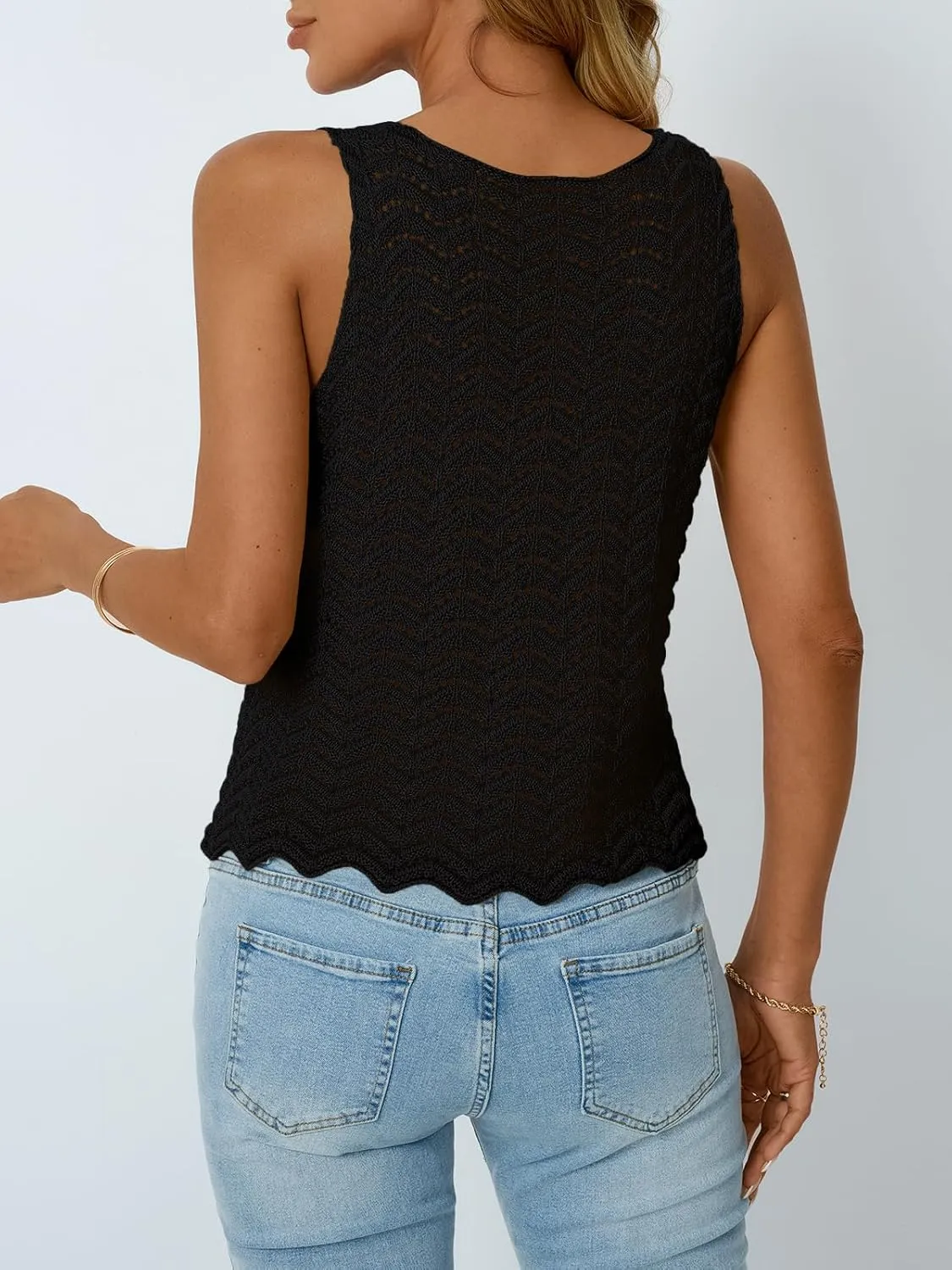 LILLUSORY Crochet Tops for Women Summer Vacation Outfits Beach Coverup Going Out Tie Front Spring Sweater Vest 2025 Fashion