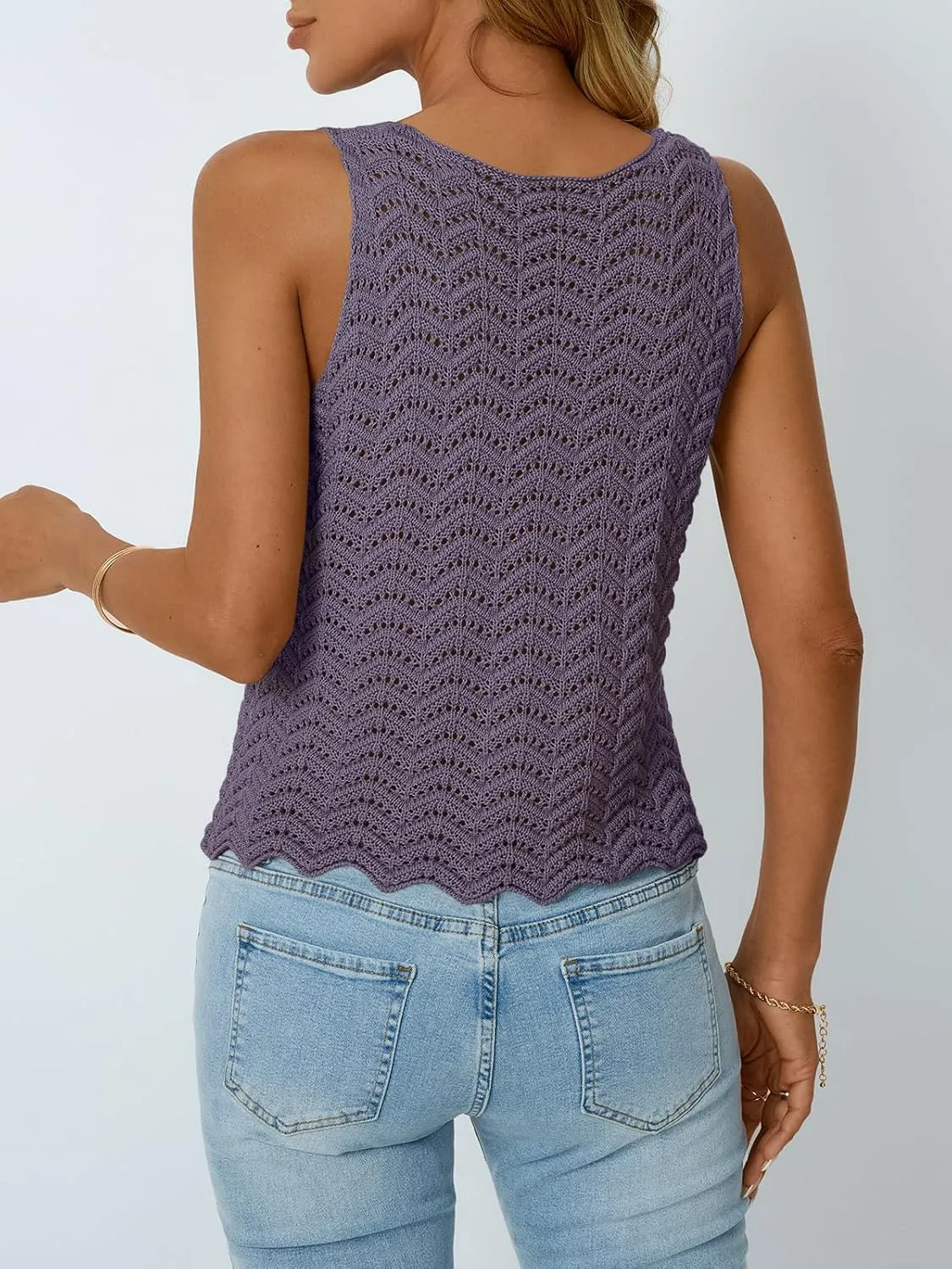 LILLUSORY Crochet Tops for Women Summer Vacation Outfits Beach Coverup Going Out Tie Front Spring Sweater Vest 2025 Fashion