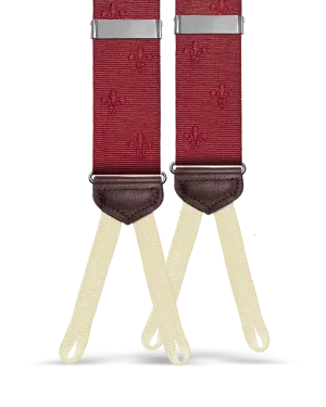 Limited Edition<br>Vintage Deveaux Fleur-de-lis Maroon Suspenders