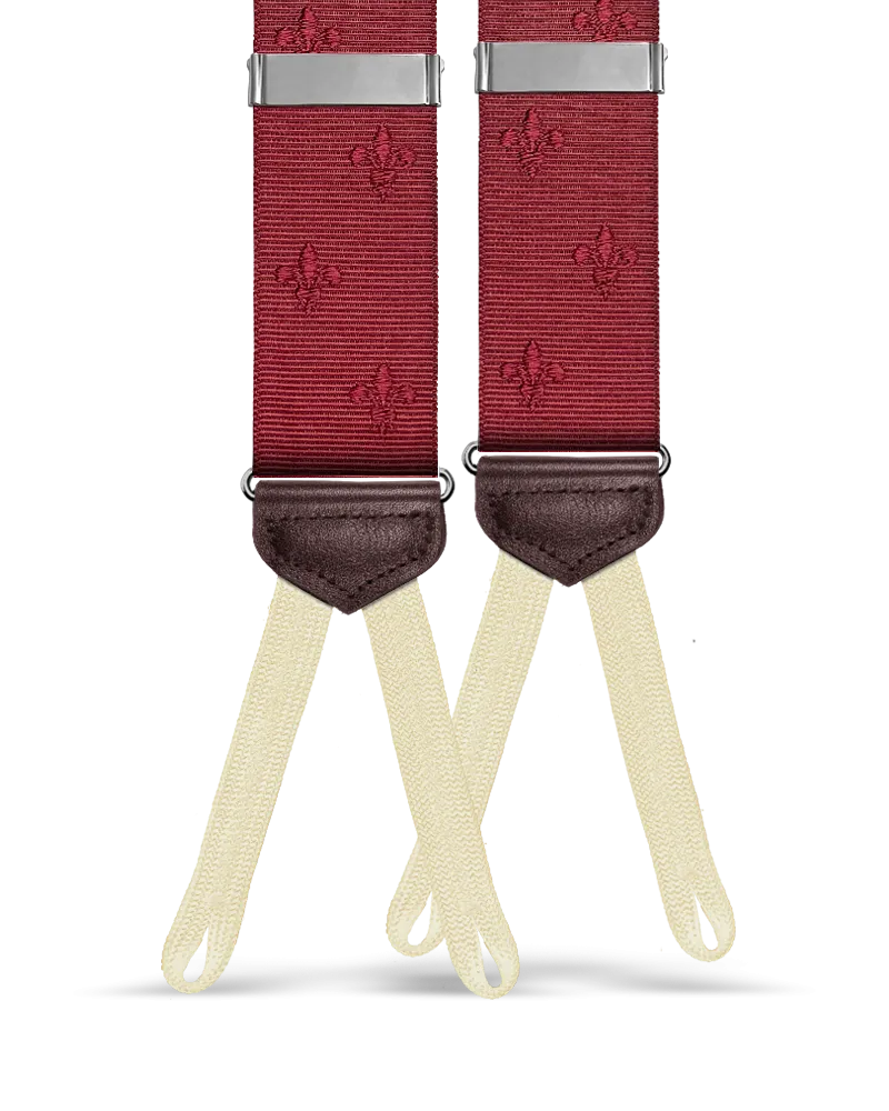 Limited Edition<br>Vintage Deveaux Fleur-de-lis Maroon Suspenders