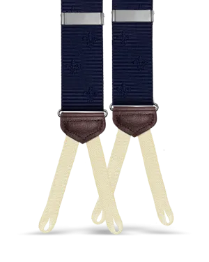 Limited Edition<br>Vintage Deveaux Fleur-de-lis Navy Suspenders