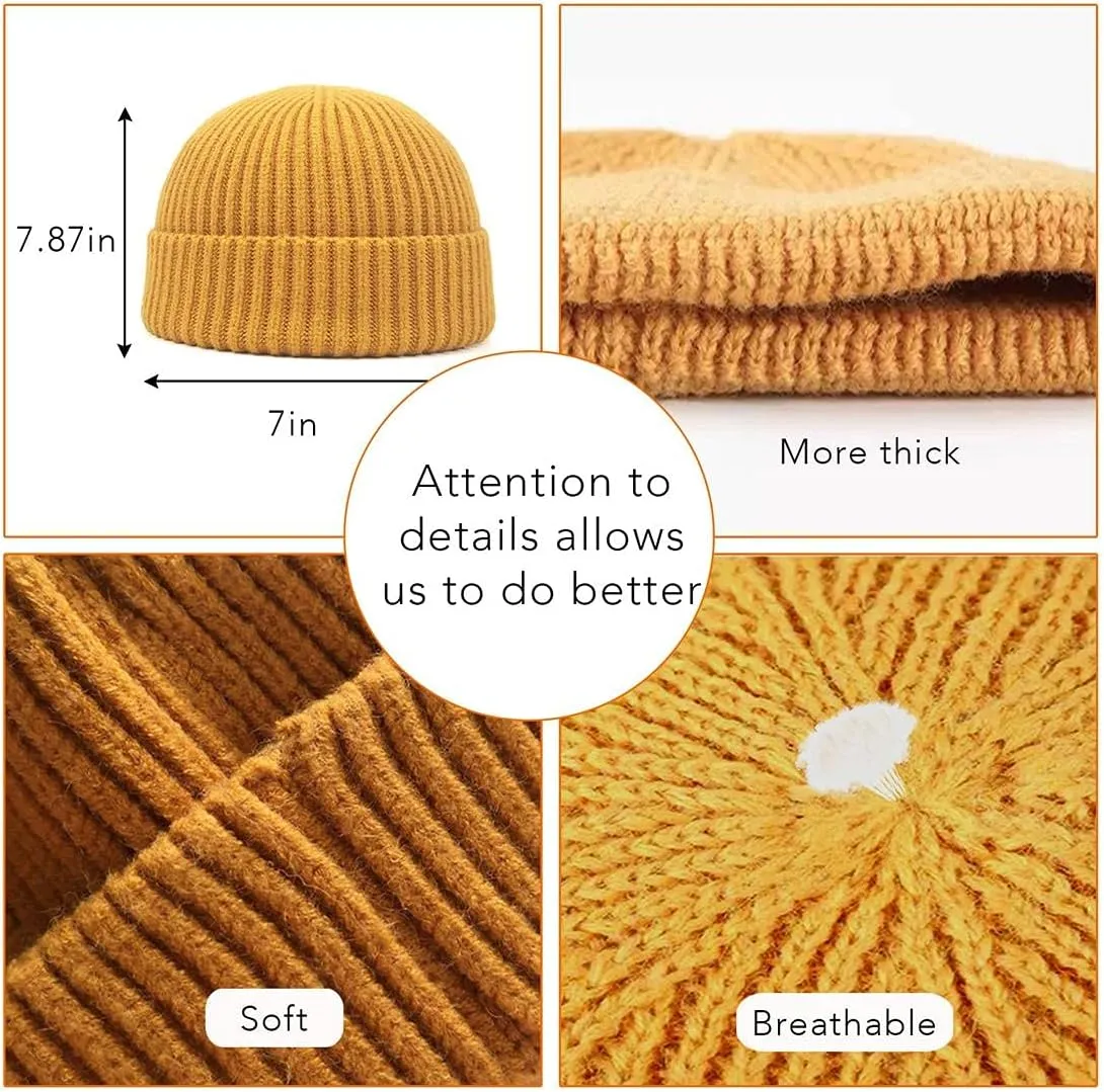 MAIAGO Fisherman Beanie for Men Women, Knit Cuff Beanie Cap Short Beanie Hat, Winter Warm Hats
