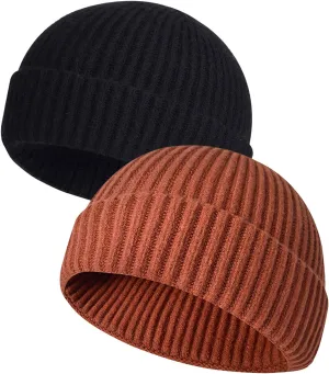 MAIAGO Fisherman Beanie for Men Women, Knit Cuff Beanie Cap Short Beanie Hat, Winter Warm Hats