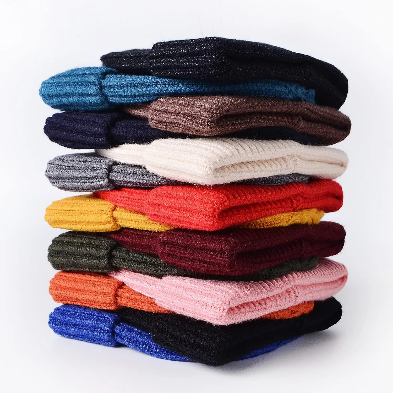 MAIAGO Fisherman Beanie for Men Women, Knit Cuff Beanie Cap Short Beanie Hat, Winter Warm Hats