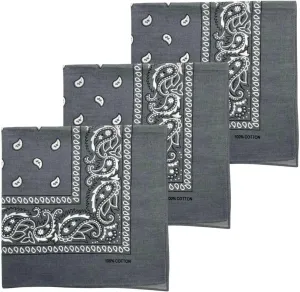 MDSTYLE 3 PCS 100% Cotton Bandana for Men & Women 22" x 22" Paisely Pattern Handkerchief Headband Scarf