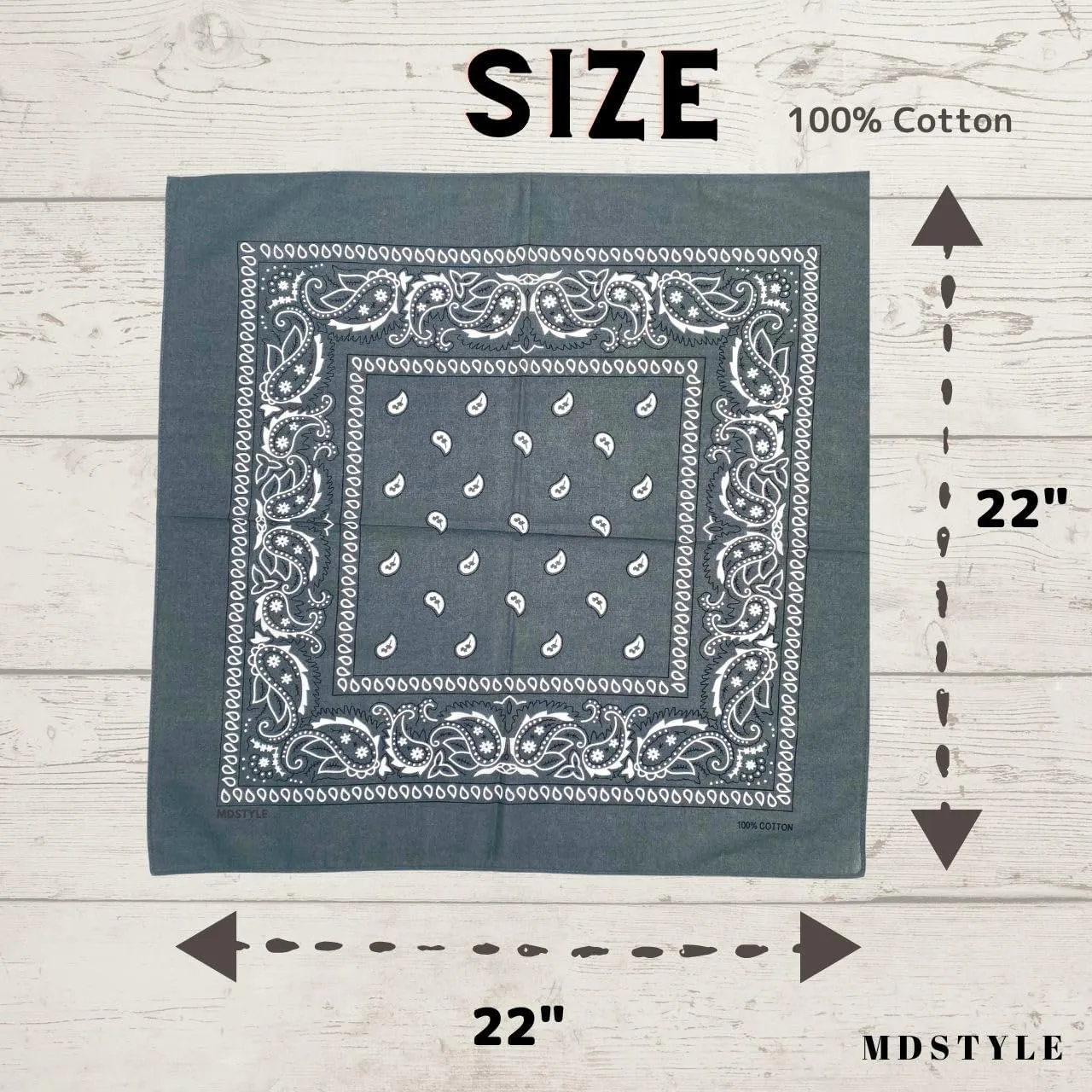 MDSTYLE 3 PCS 100% Cotton Bandana for Men & Women 22" x 22" Paisely Pattern Handkerchief Headband Scarf