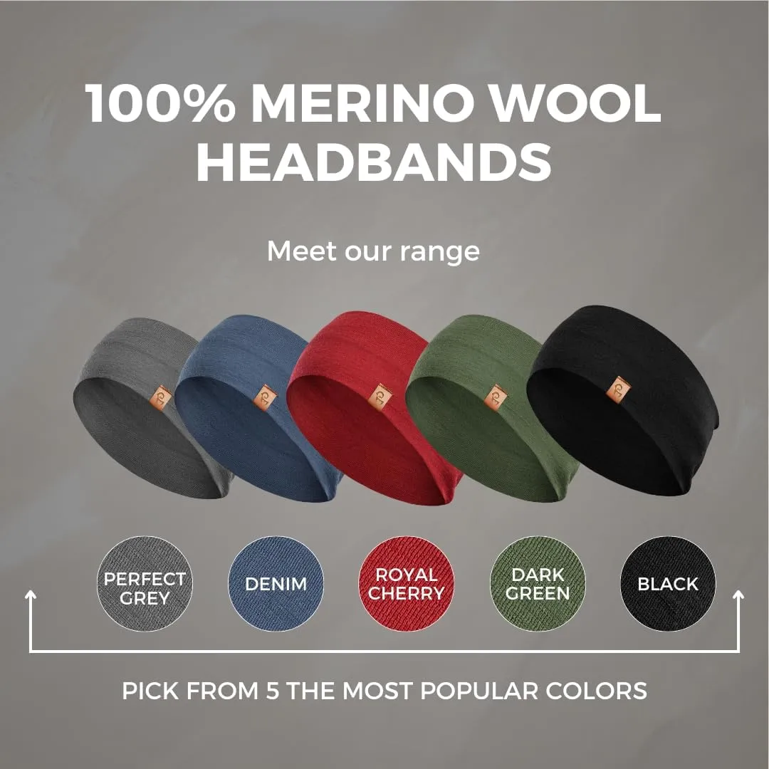menique Dry Wide Sports Headbands for Women 100% Merino Wool Workout Accessories Wide Yoga Bandana or Scarf Multifunctional Breathable Sweatbands for Running, Cycling, Football, Fitness