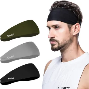 Mens Headband, 3 Pack Mens Sweatband & Sports Headband for Running,Cycling, Yoga, Basketball - Stretchy Moisture Wicking Unisex Hairband