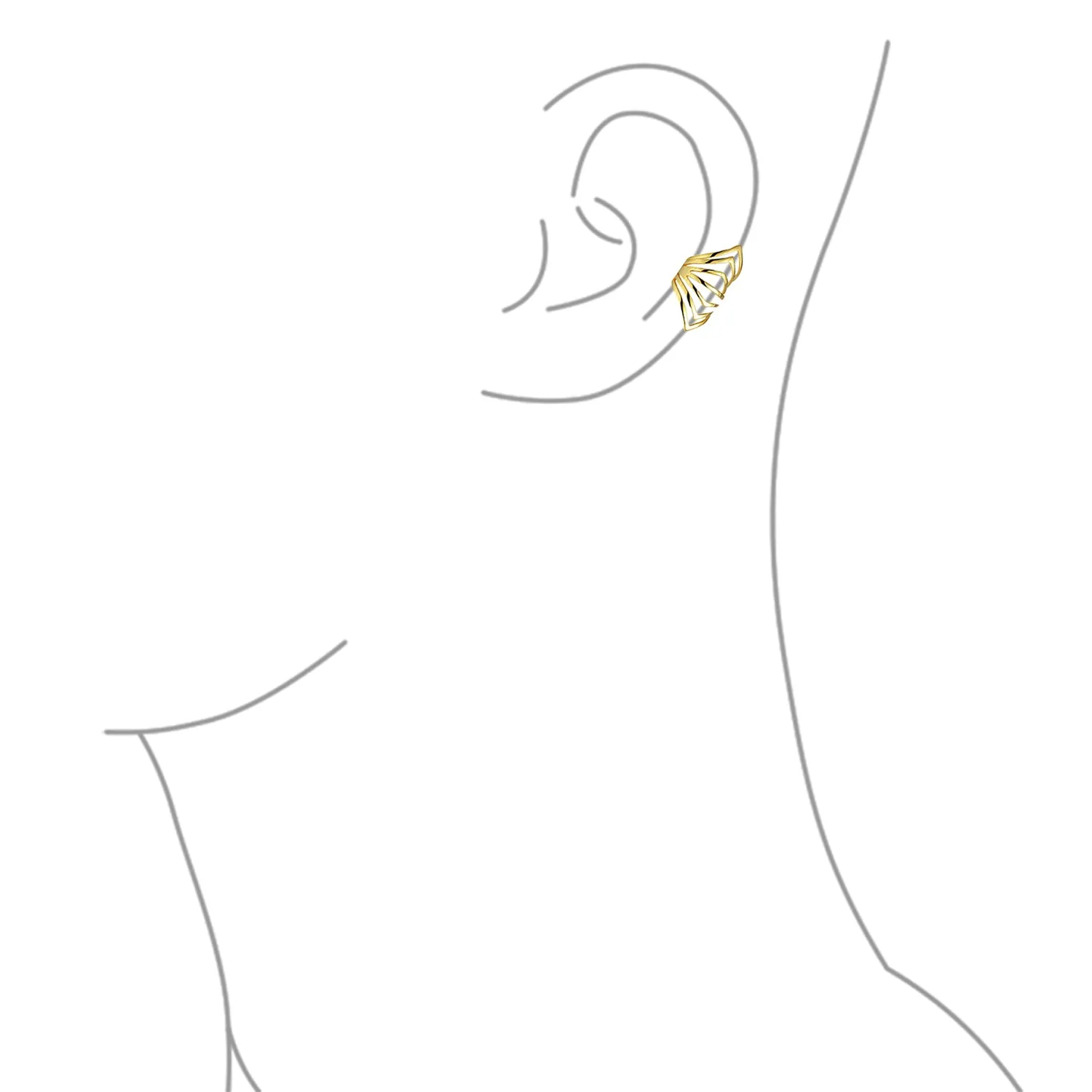 Minimalist Chevron Ear Cuff Cartilage Clip Wrap Helix Non-Pierced 14K Gold Plated