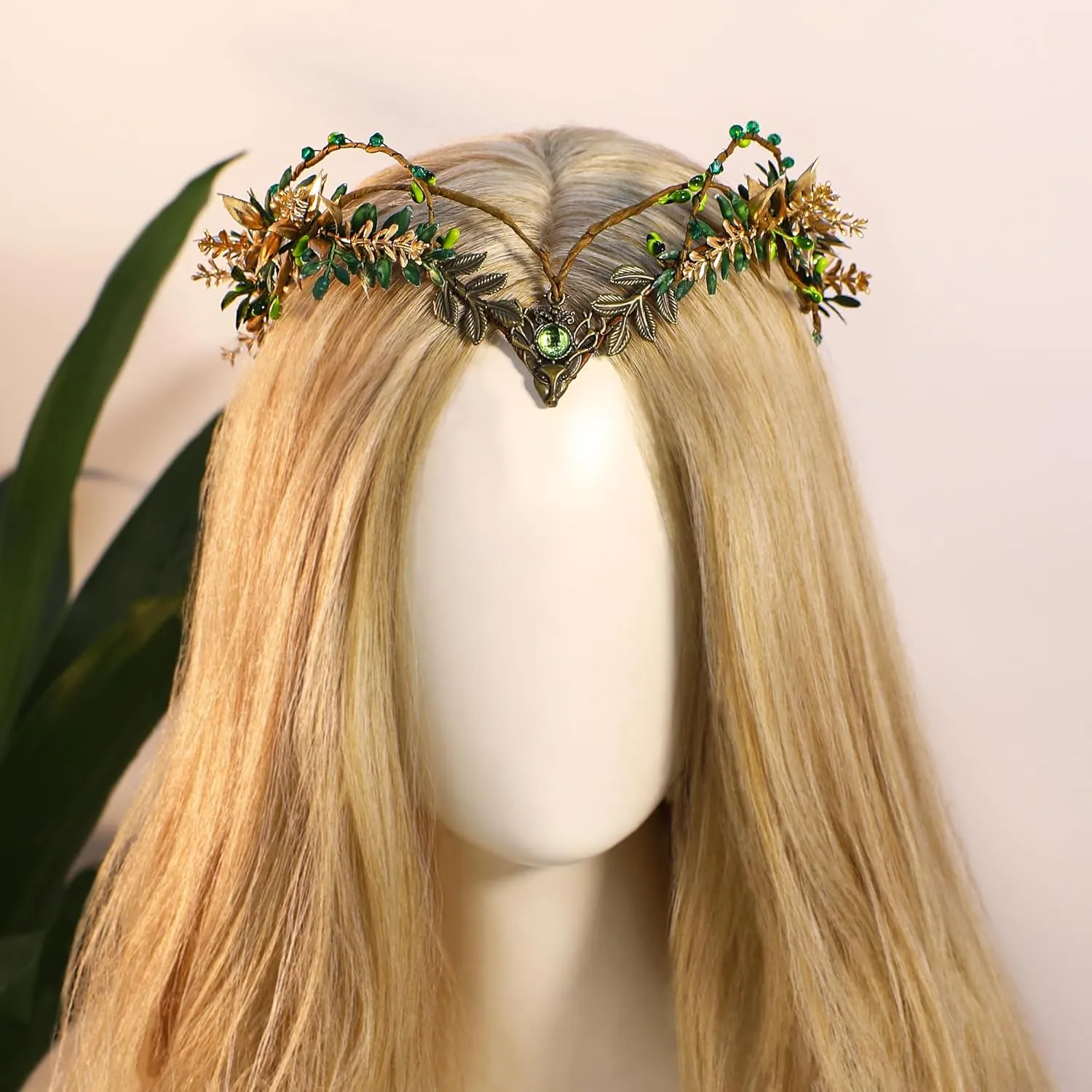 MOSTORY Fairy Crown for Women - Woodland Elf Circlet Flower Headband for Renaissance Renfaire Cosplay Halloween