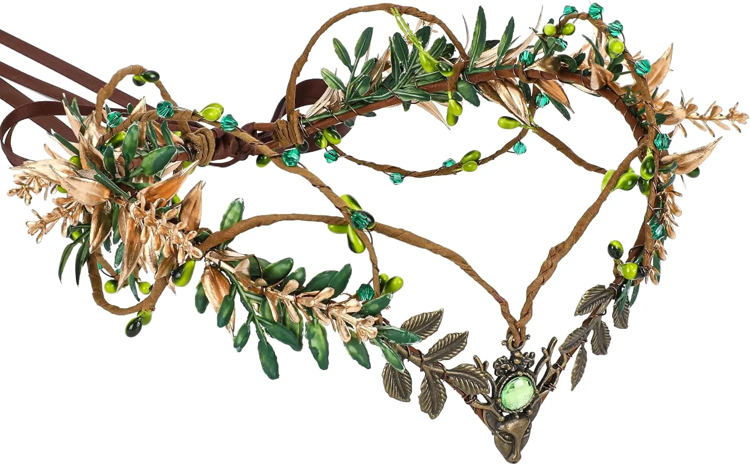 MOSTORY Fairy Crown for Women - Woodland Elf Circlet Flower Headband for Renaissance Renfaire Cosplay Halloween