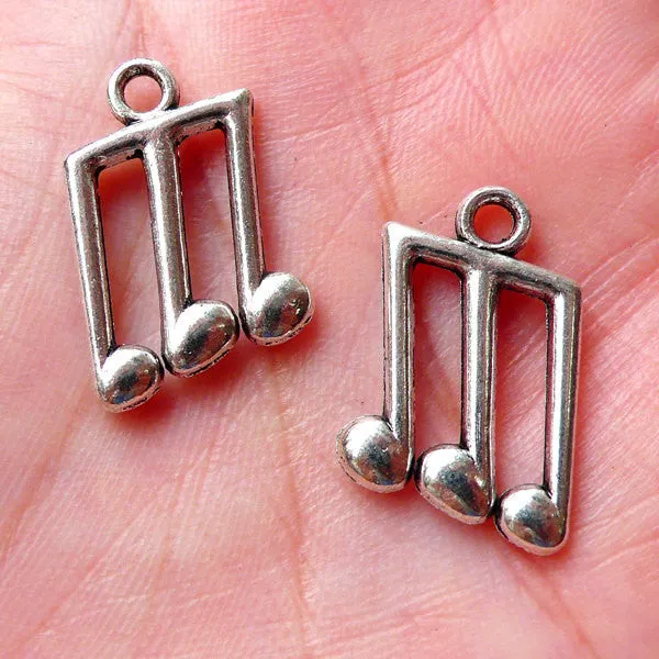 Music Note Charms (6pcs / 14mm x 19mm / Tibetan Silver) Bracelet Pendant Earrings Keychain Zipper Pull Bookmark Wine Glass Charm CHM1139