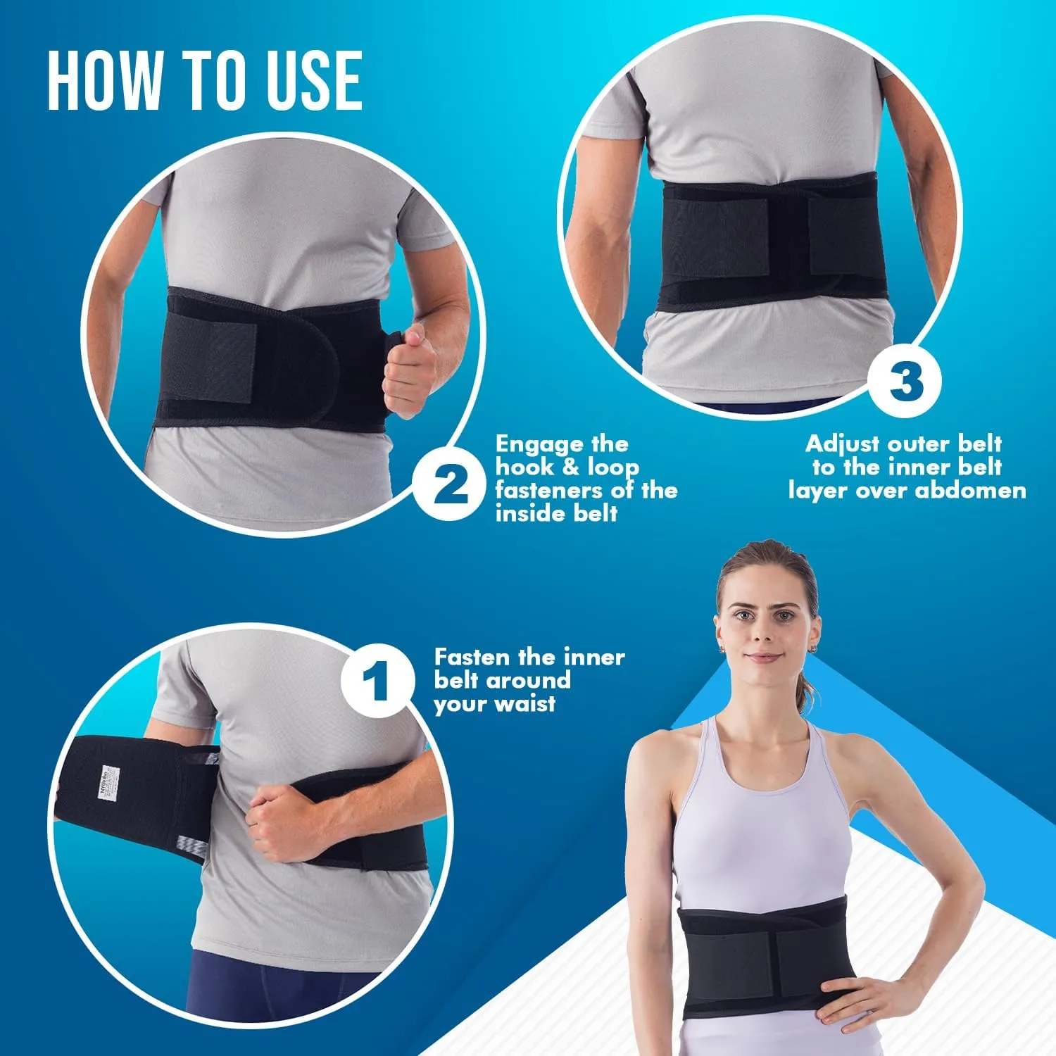 NYOrtho Back Brace Women & Men - 3XL - 46"-50" - Relieves Pain - Support Suspenders - osteoporosis - Maximum Posture Spine Support - Hook Loop