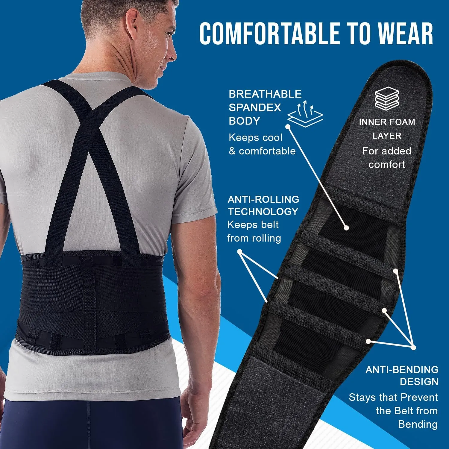 NYOrtho Back Brace Women & Men - 3XL - 46"-50" - Relieves Pain - Support Suspenders - osteoporosis - Maximum Posture Spine Support - Hook Loop