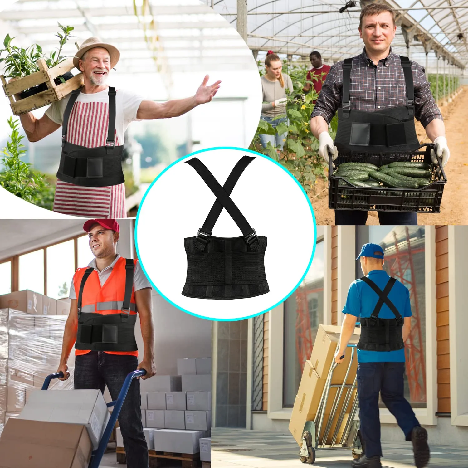 PAZAPO Back Brace Men and Women - Lower Lumbar Support for Heavy Lifting - Lower Back Support Belt with Removable Suspenders-Adjustable Back Belt for Workout, Back Pain Relief, M/L(30-37 Inches)