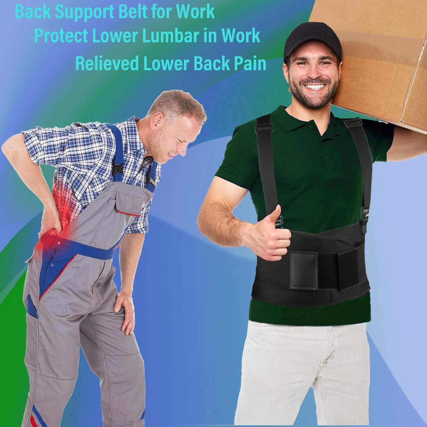 PAZAPO Back Brace Men and Women - Lower Lumbar Support for Heavy Lifting - Lower Back Support Belt with Removable Suspenders-Adjustable Back Belt for Workout,Back Pain Relief,Small(24-30 Inches)