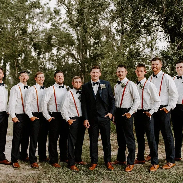 Personalized Groomsmen Leather Suspenders Wedding Suspenders Unique Gifts for Men