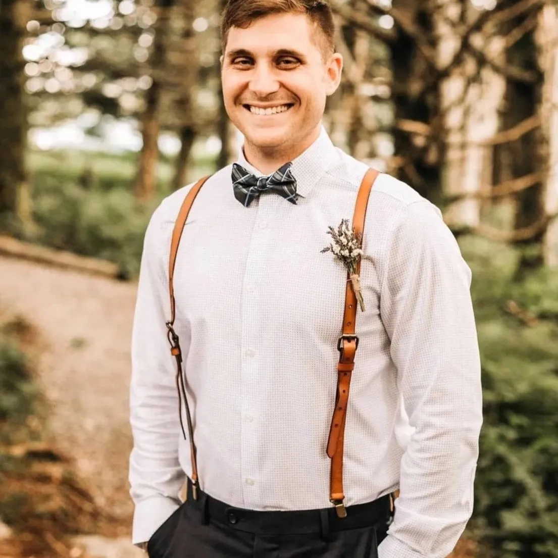 Personalized Groomsmen Suspenders Wedding Leather Suspenders Men's Suspenders