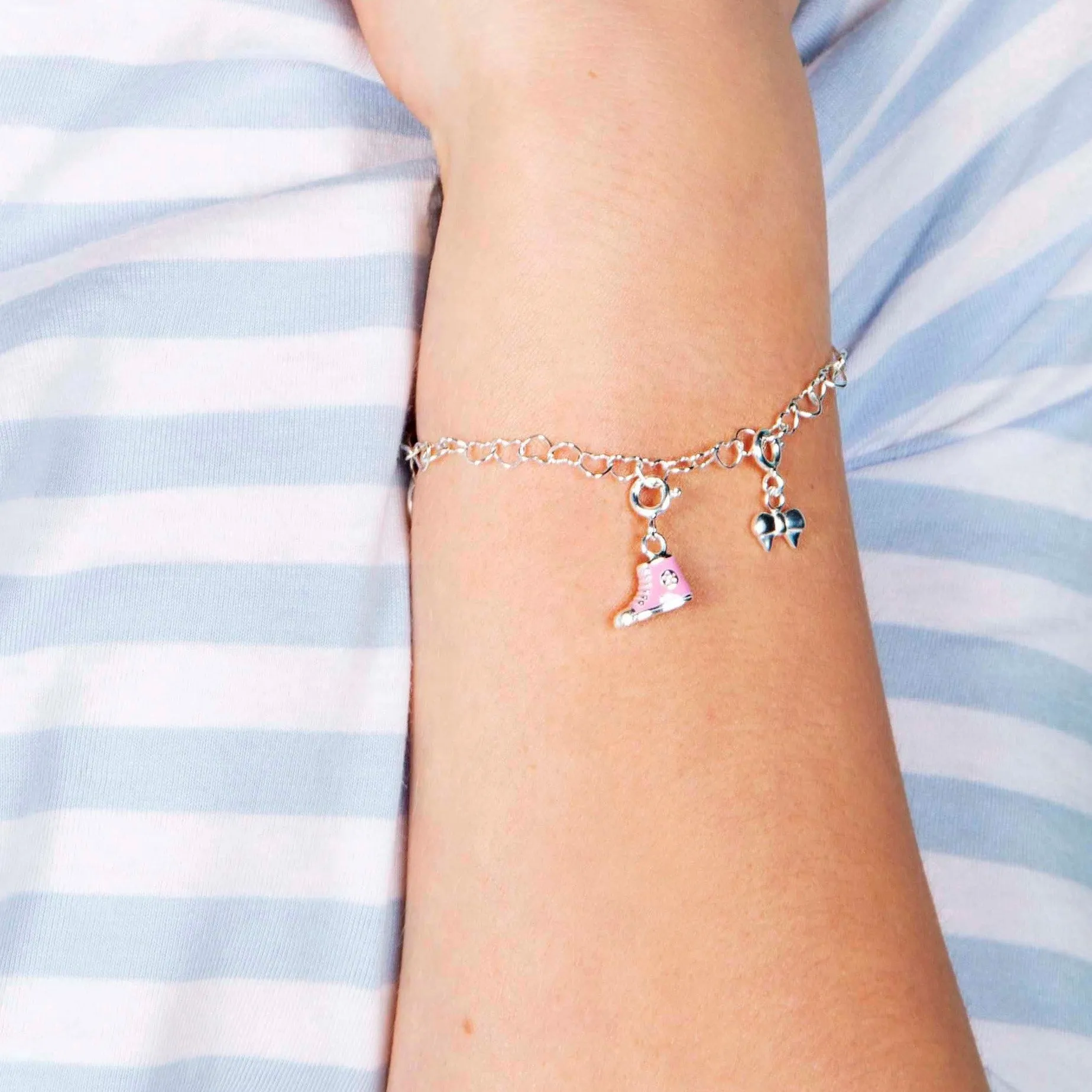 Pink High-Top Sneaker Charm - Sterling Silver