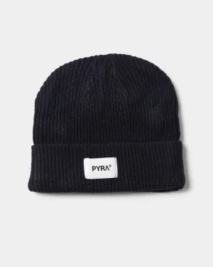 PYRA Alpine Rolled Badge Beanie Navy