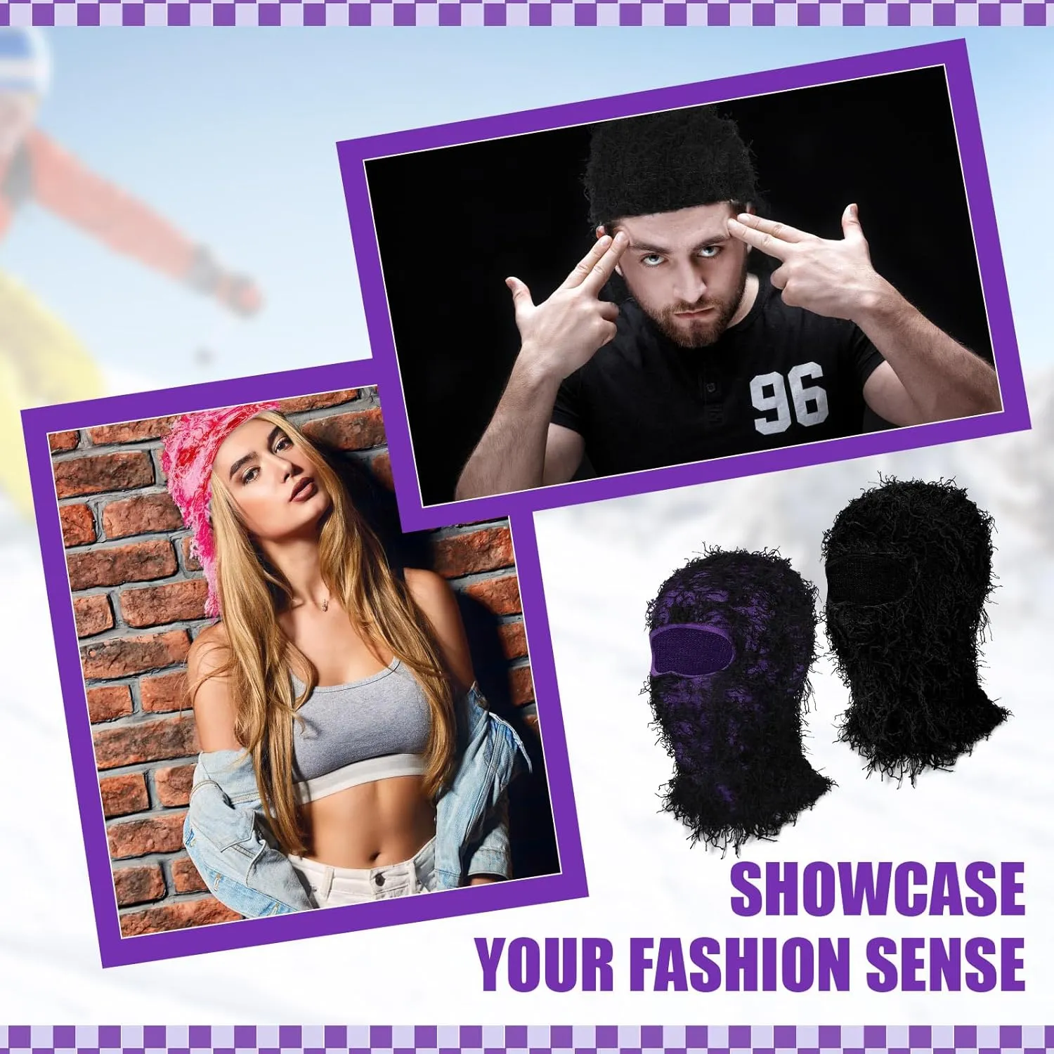 Ramede 6 Pcs Distressed Balaclava Ski Mask Full Face Balaclava Mask Knitted Cool Windproof Mask for Men Women for Cold Winter