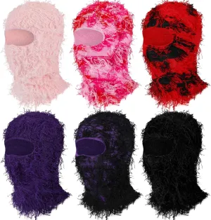 Ramede 6 Pcs Distressed Balaclava Ski Mask Full Face Balaclava Mask Knitted Cool Windproof Mask for Men Women for Cold Winter