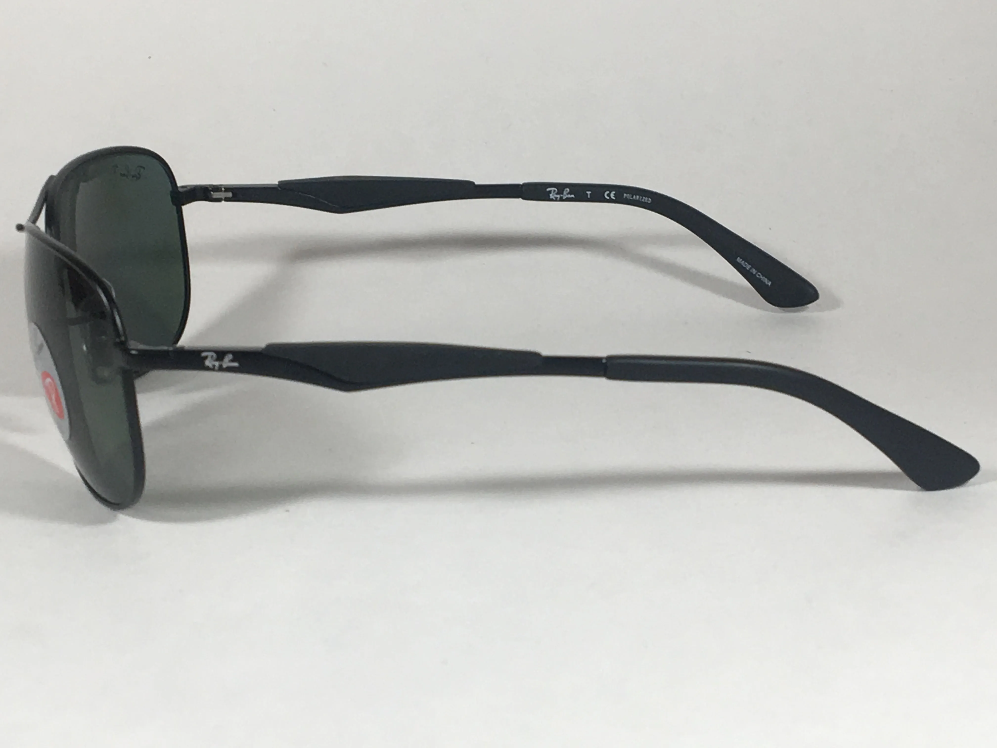 Ray-Ban Polarized Pilot Sunglasses RB3519 006/9A Aviator Matte Black Frame Green Lens