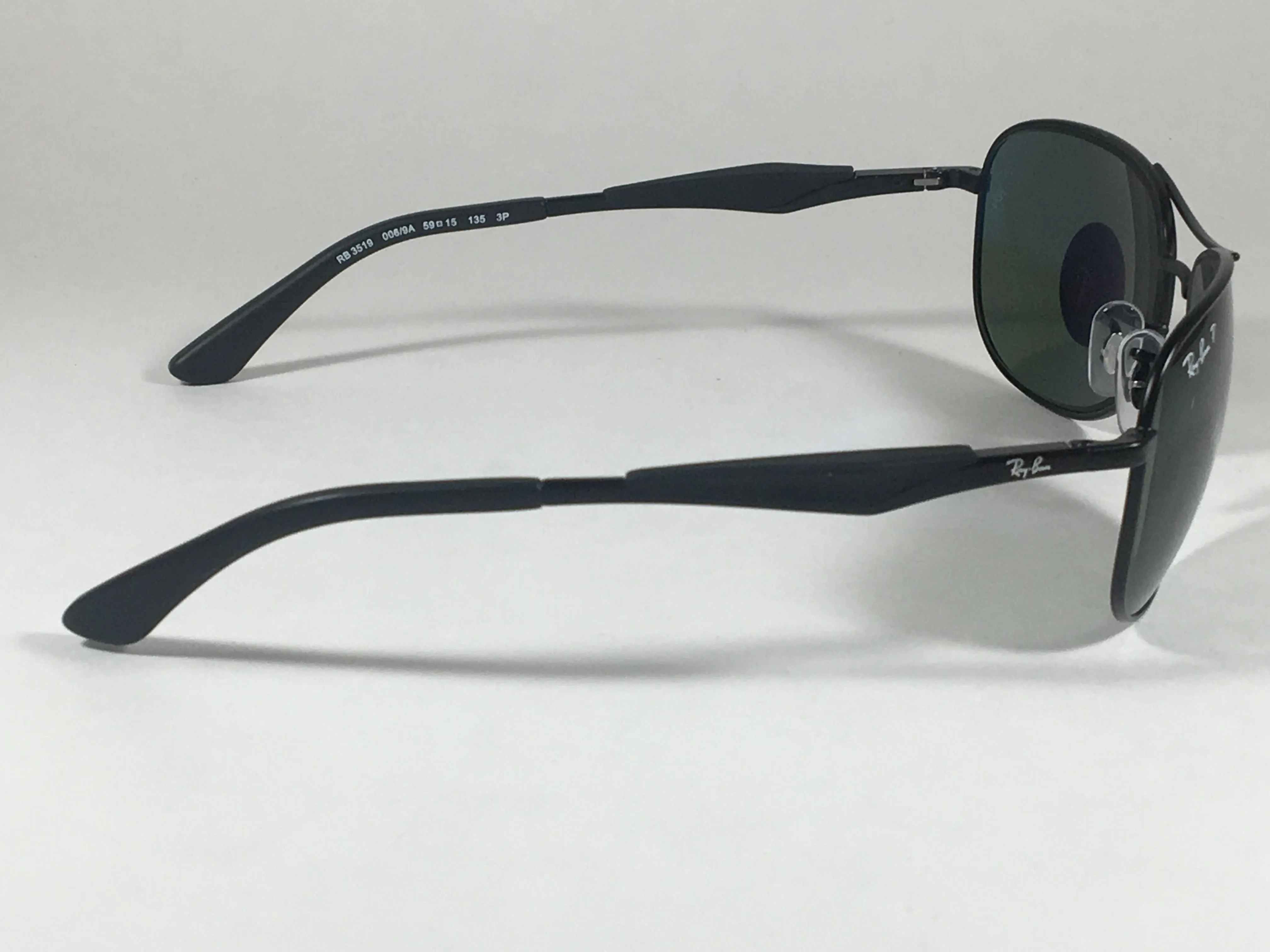 Ray-Ban Polarized Pilot Sunglasses RB3519 006/9A Aviator Matte Black Frame Green Lens