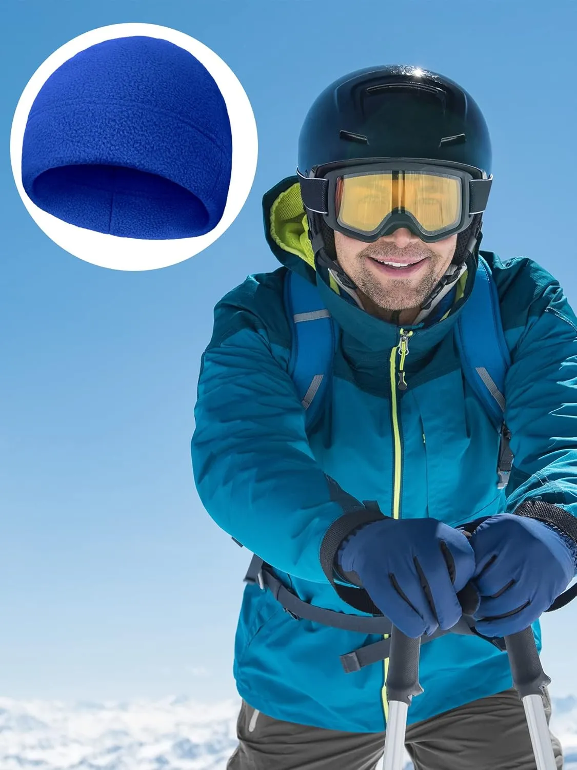 SATINIOR 4 Pieces Cotton Skull Caps for Men Women Fleece Beanies Hat Warm Soft Polar Beanie Hat Thick Windproof Winter