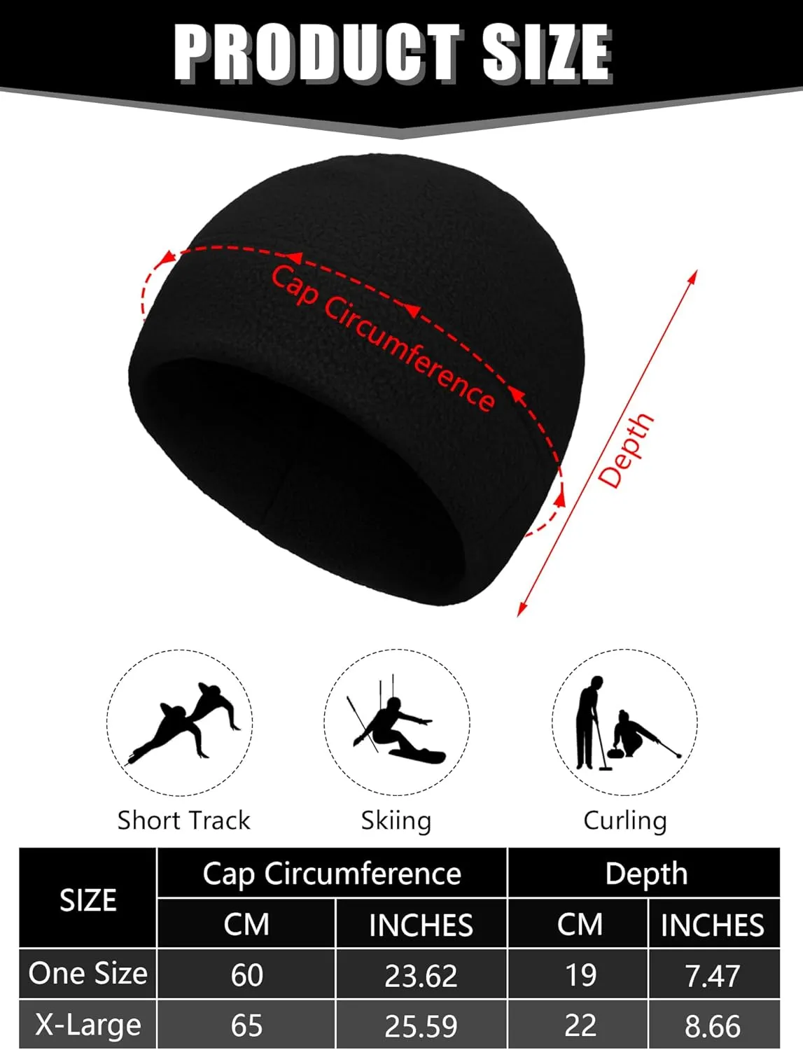 SATINIOR 4 Pieces Cotton Skull Caps for Men Women Fleece Beanies Hat Warm Soft Polar Beanie Hat Thick Windproof Winter