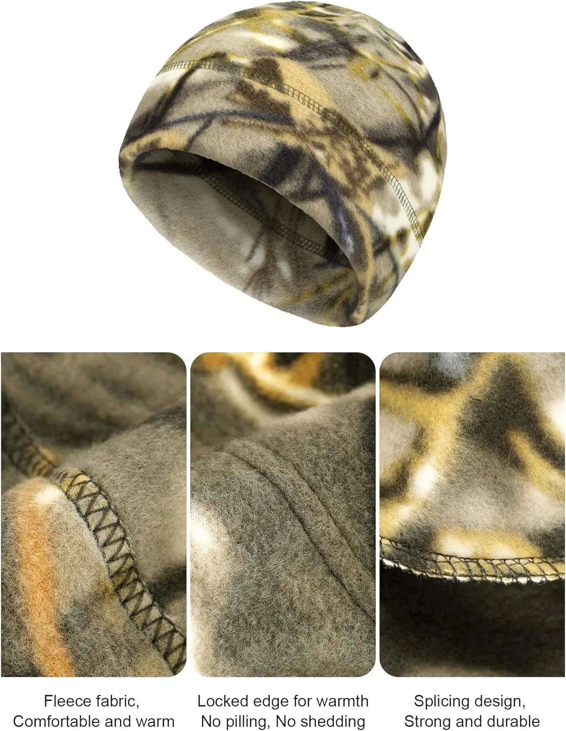 SATINIOR 4 Pieces Cotton Skull Caps for Men Women Fleece Beanies Hat Warm Soft Polar Beanie Hat Thick Windproof Winter