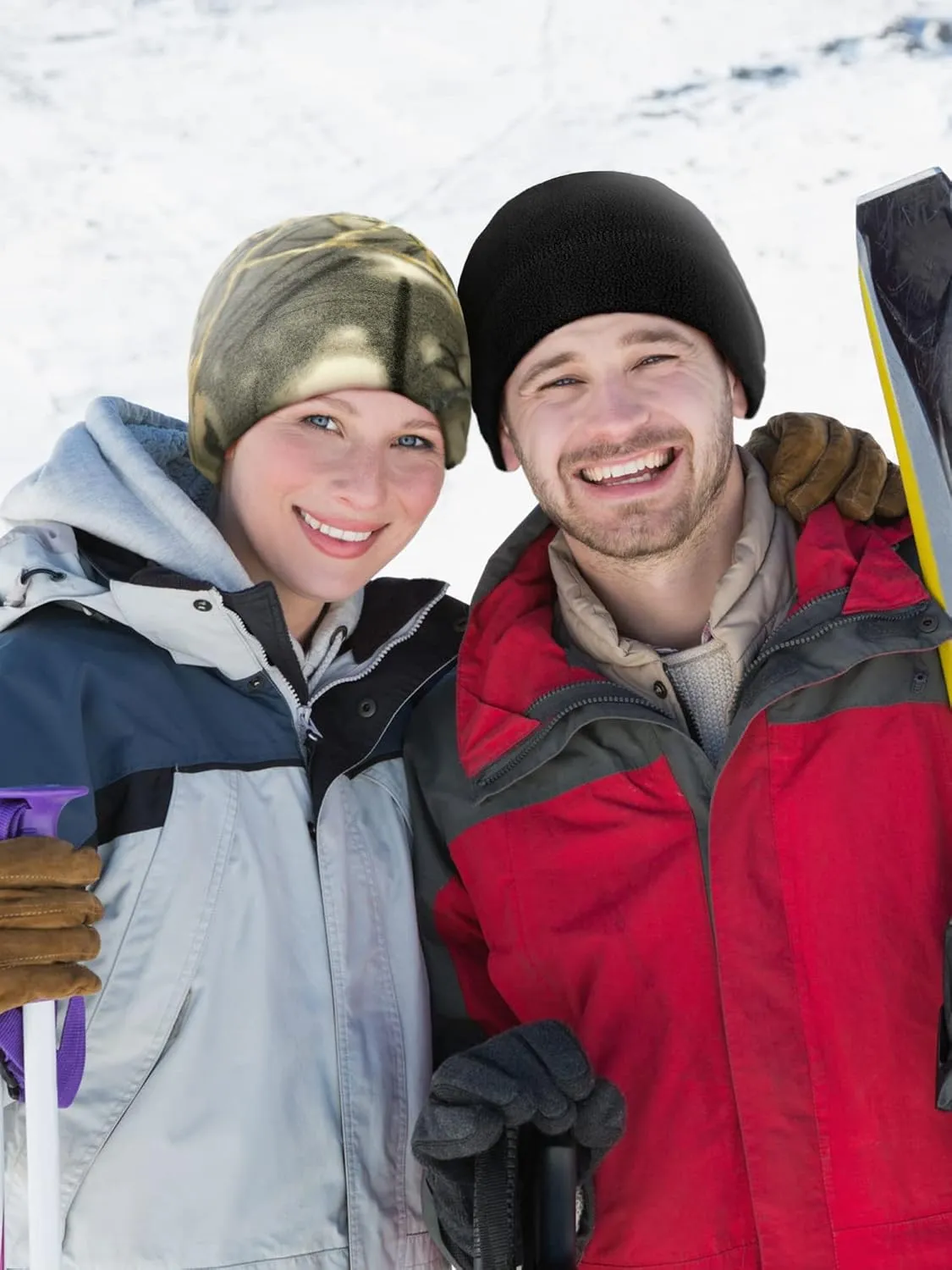 SATINIOR 4 Pieces Cotton Skull Caps for Men Women Fleece Beanies Hat Warm Soft Polar Beanie Hat Thick Windproof Winter