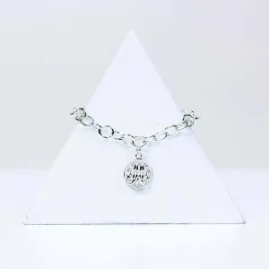 Script M Disc Charm Bracelet
