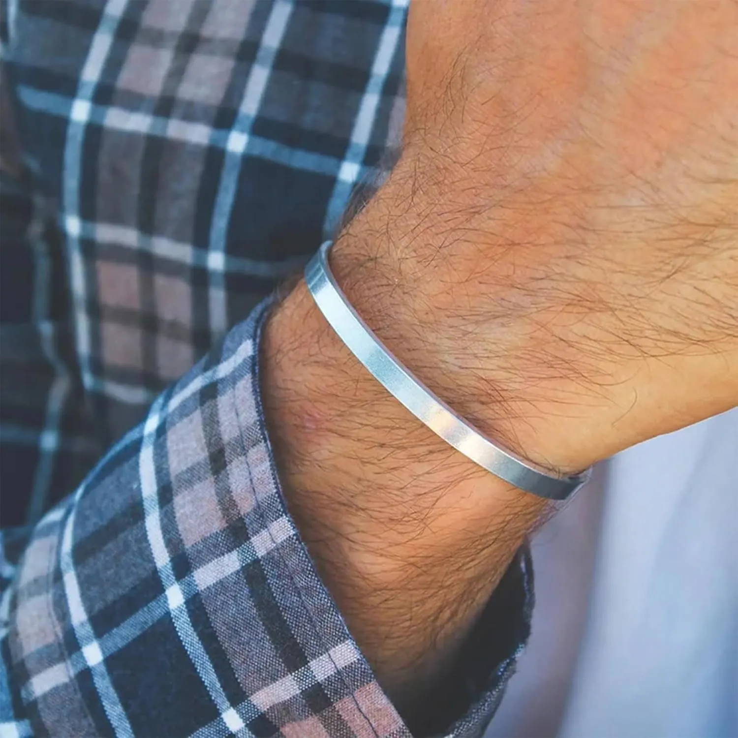 Silver Bracelet for Men as Mens Cuff Bracelet, 7.9" to 9" Silver Cuff Jewelry Stainless Steel Silver Bangle Snake Bracelet Mens Jewelry Gifts for Him Son Dad Man from Pealicious