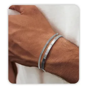 Silver Bracelet for Men as Mens Cuff Bracelet, 7.9" to 9" Silver Cuff Jewelry Stainless Steel Silver Bangle Snake Bracelet Mens Jewelry Gifts for Him Son Dad Man from Pealicious