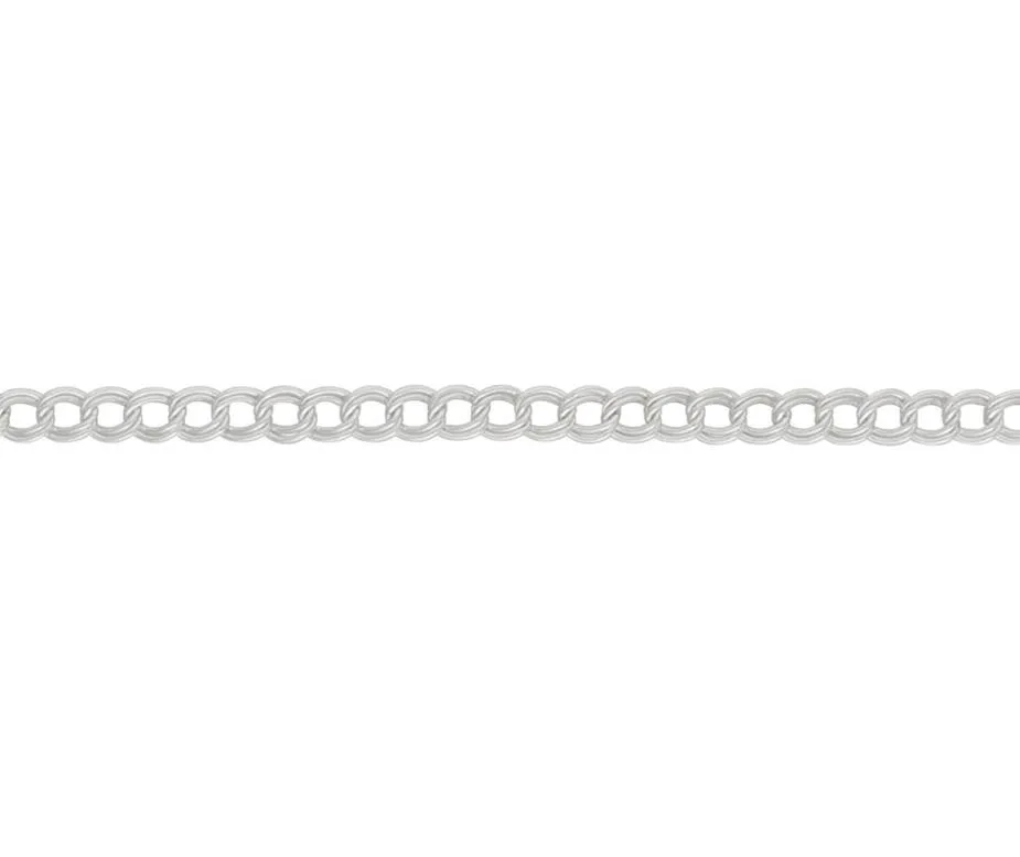 Silver Double Link Charm Bracelet with Padlock