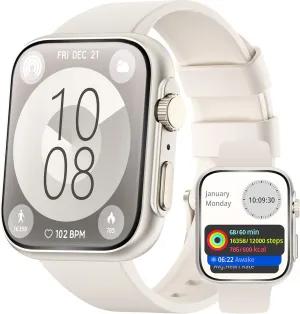 Smart Watch for Men Women, Bluetooth Call, 120 Sports Modes Fitness Tracker, Sleep Tracking, Step & Calorie Counter, IP68 Water Resistant Smartwatchs for Android iPhone, lightweight Casual Beige