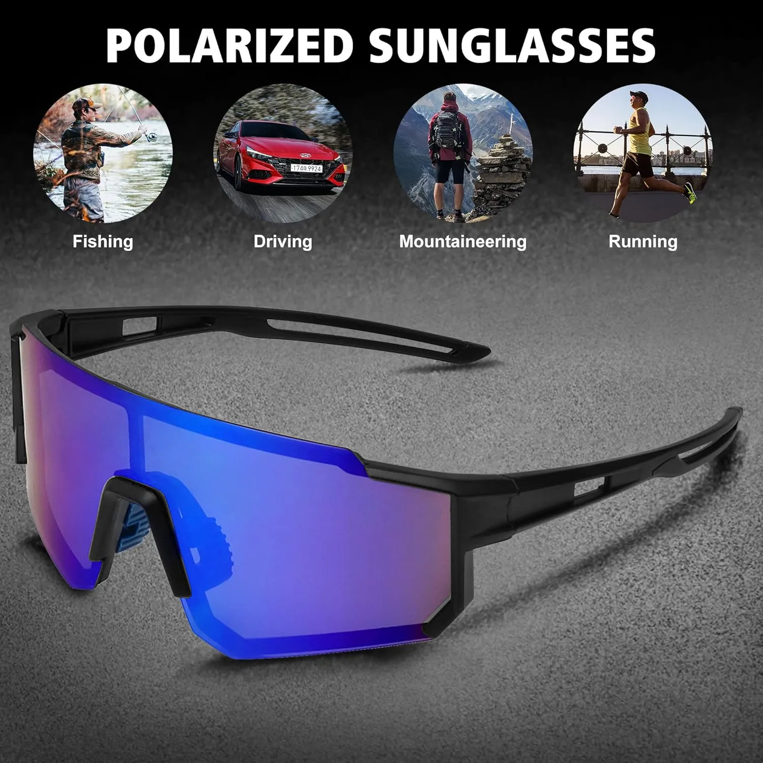 STORYCOAST Polarized Sports Sunglasses for Men Women,Driving Fishing Cycling Mountain Bike Sunglasses UV400 Protection