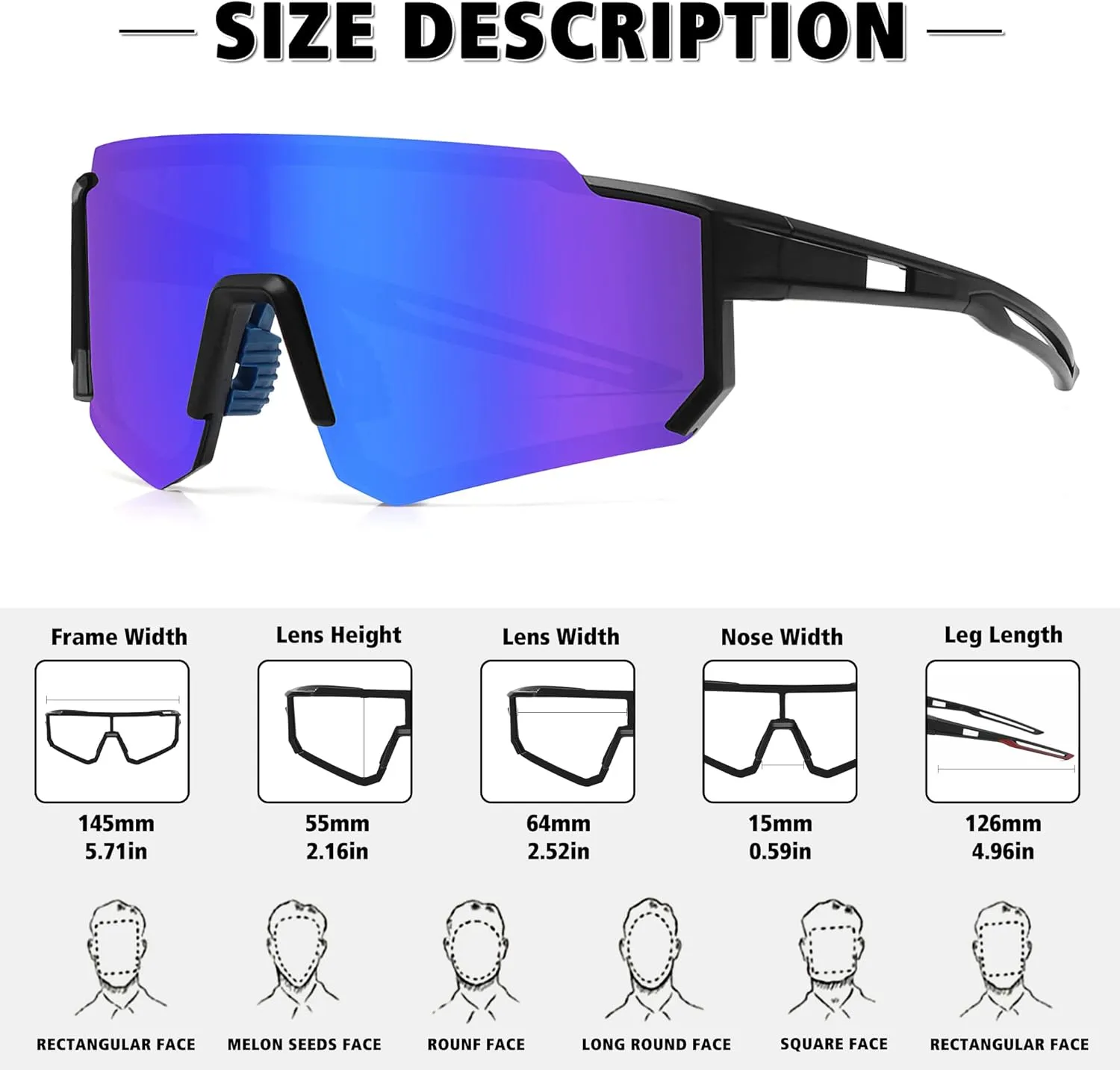 STORYCOAST Polarized Sports Sunglasses for Men Women,Driving Fishing Cycling Mountain Bike Sunglasses UV400 Protection