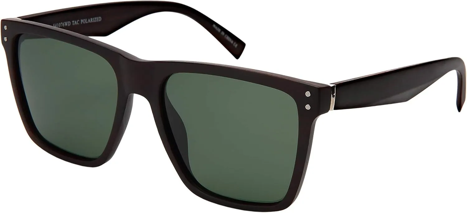 Super XXLarge Size Retro Rectangular Frame TAC Polarized Lenses with Spring Hinge For Men & Women