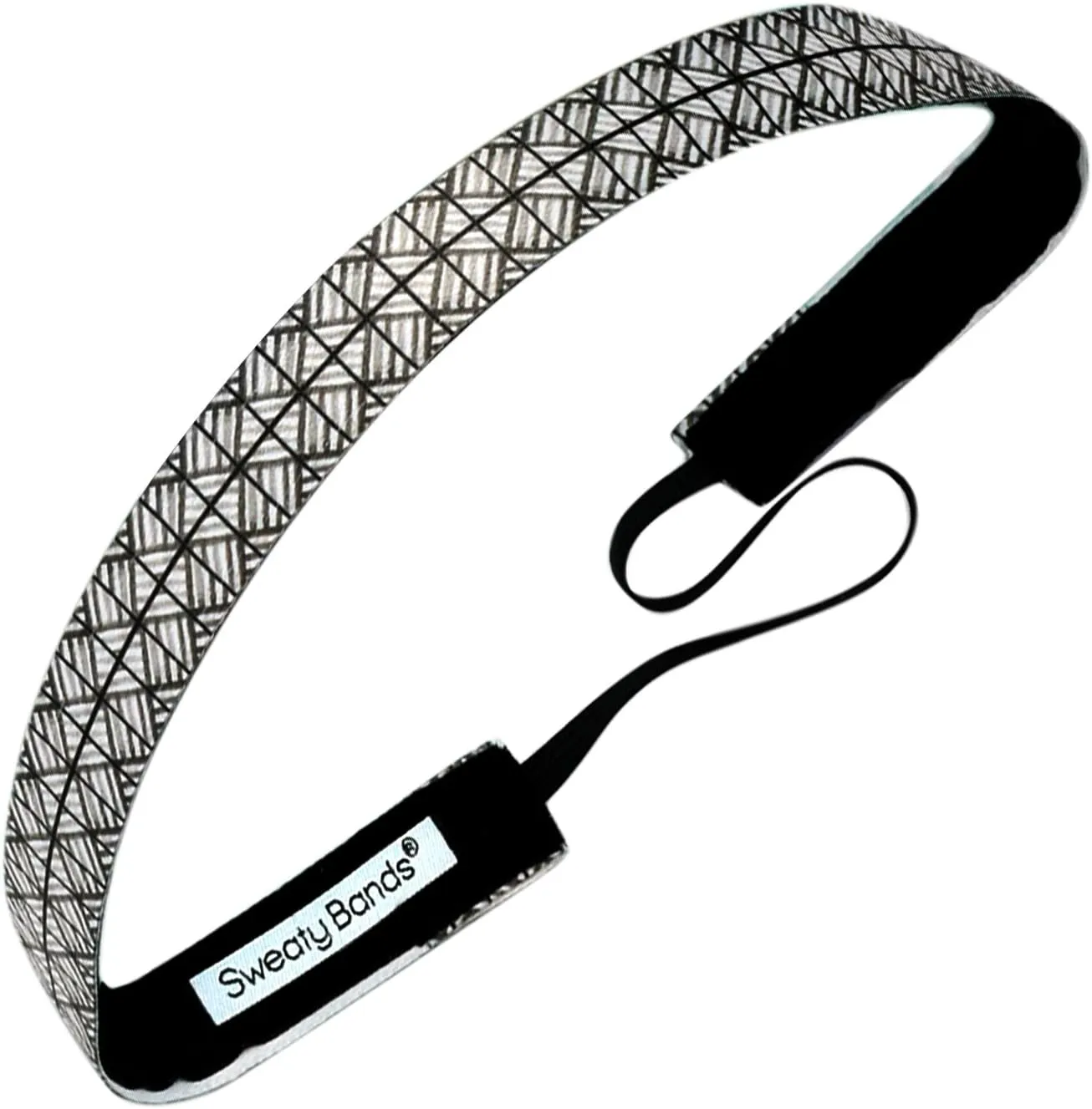 Sweaty Bands Womens Girls Headband - Non-Slip Velvet-Lined Fitness Hairband - Gridlock Black White
